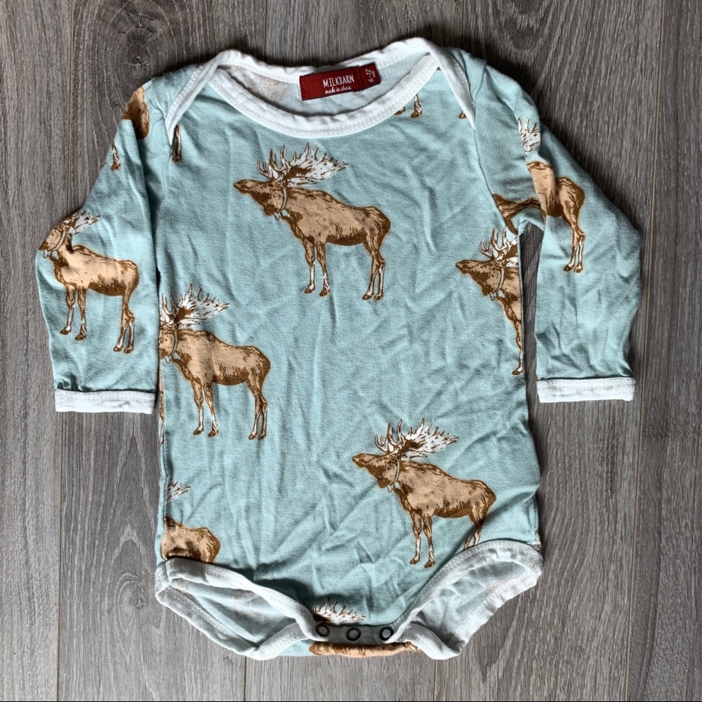 Milkbarn long sleeve onesie, moose